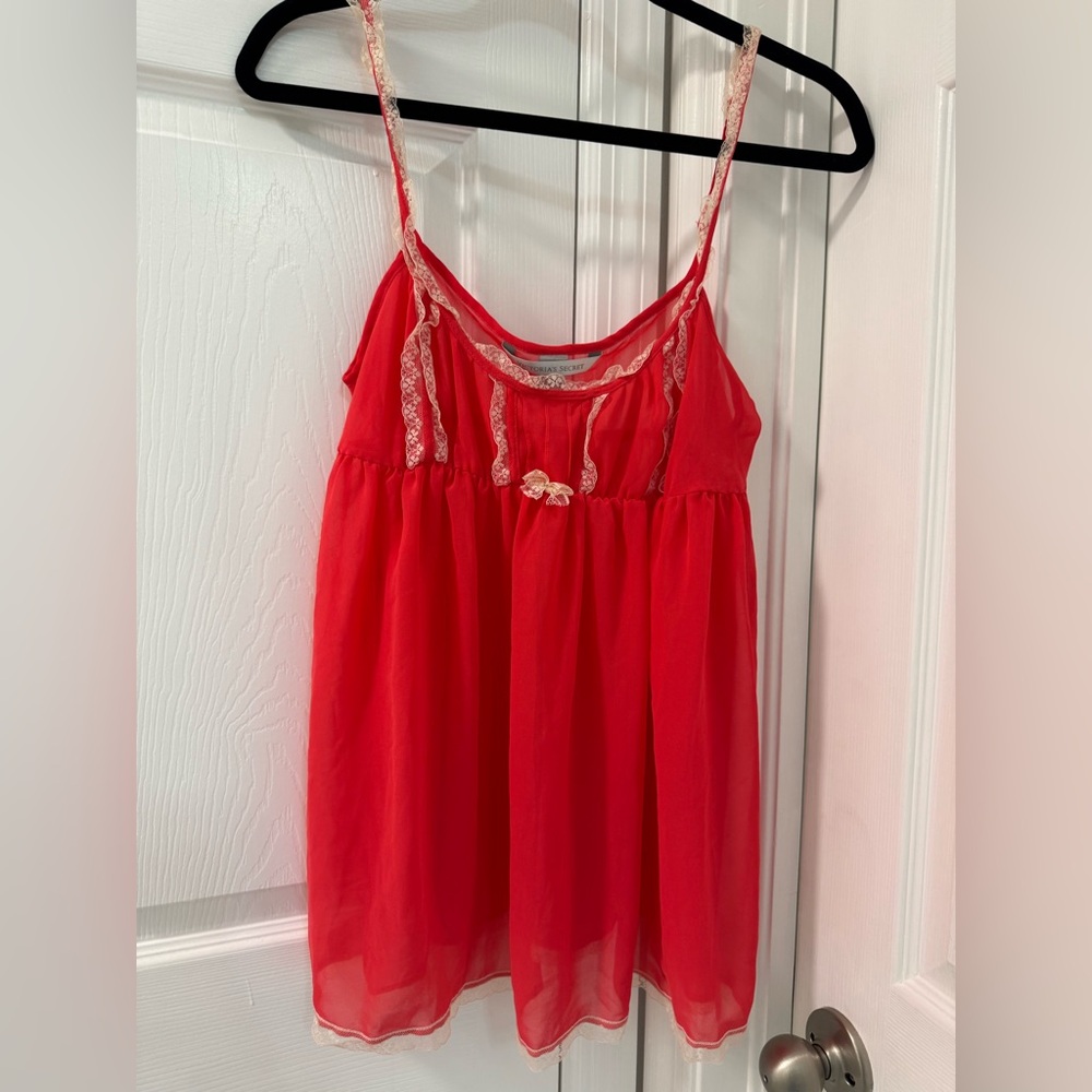 Victoria's Secret Vibrant Red Mini Dress with Cream Details